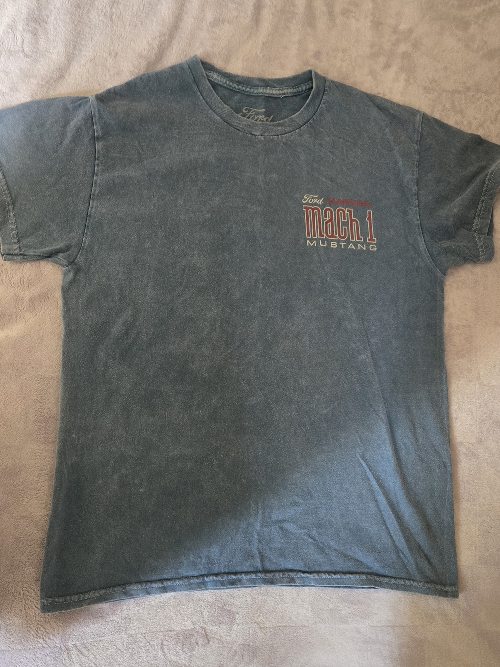 Ford Mach 1 Mustang Graphic Tee in Faded Teal Blue